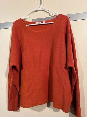 Cyrus Womens Large Sweater Slouchy Dolman Burnt Orange Stretch Cozy Classic
